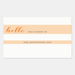 Sticker Rectangulaire Balise Nom et Pronoun - Orange