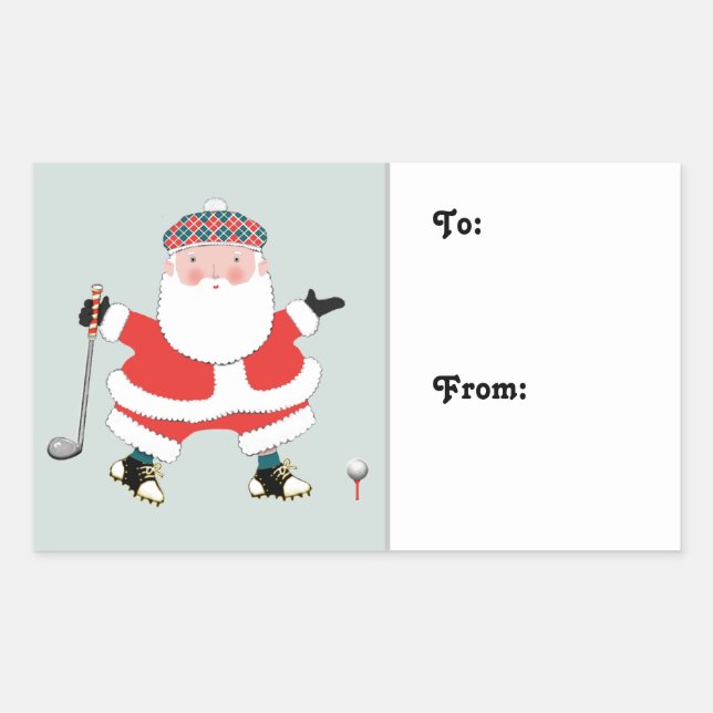 Sticker Rectangulaire Balises cadeaux de Noël de golf (Devant)