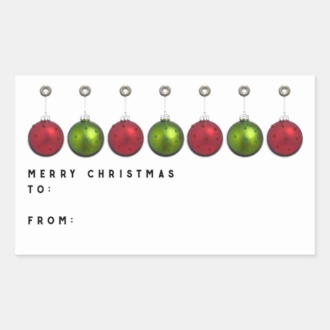 Sticker Rectangulaire Balises cadeaux de Noël personnalisées (Devant)