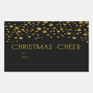 Sticker Rectangulaire Balises cadeaux Faux Gold Parties scintillant
