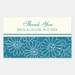 Sticker Rectangulaire Balises de favori du Merci de crèmes Turquoises