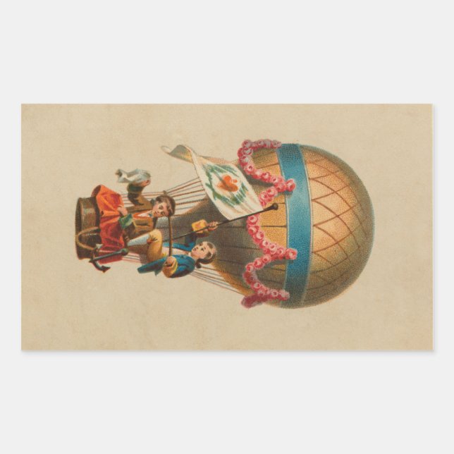 Sticker Rectangulaire Ballons à air chaud du pavillon du coeur (Devant)