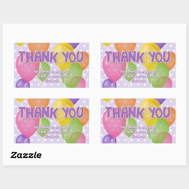 Sticker Rectangulaire ballons de biscuits coupés violet anniversaire mer (Feuille)