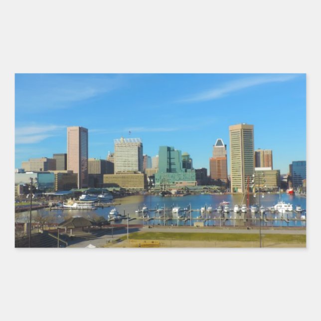 Sticker Rectangulaire Baltimore Skyline de Federal Hill (Devant)