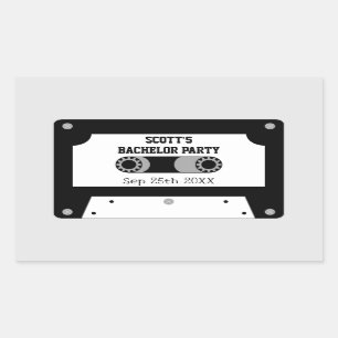 Sticker Rectangulaire Bande Cassette Rétro Noir Et Blanc Enterrement De 