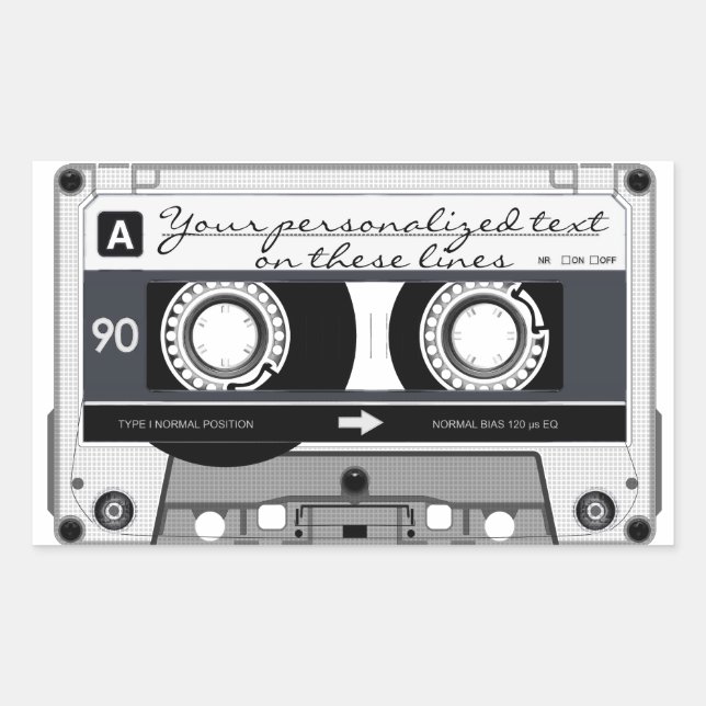 Sticker Rectangulaire Bande de cassette - noir - (Devant)