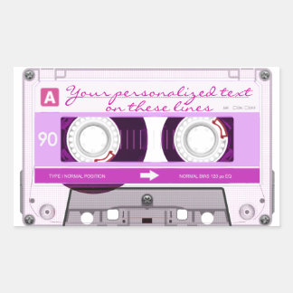 Sticker Rectangulaire Bande de cassette - rose -