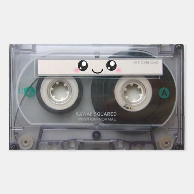 Sticker Rectangulaire Bande de la casette Cute Kawaii (Devant)