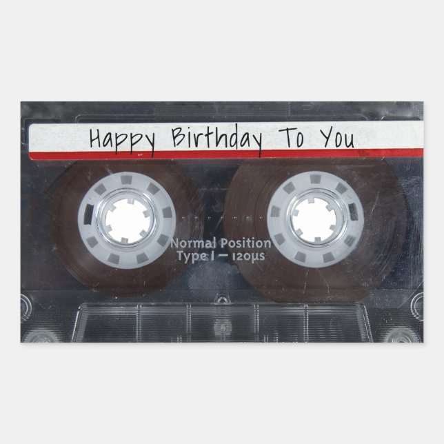 Sticker Rectangulaire Bande de la cassette d'anniversaire (Devant)