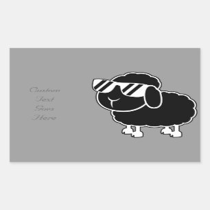Sticker Rectangulaire Bande dessinée mignonne de moutons noirs