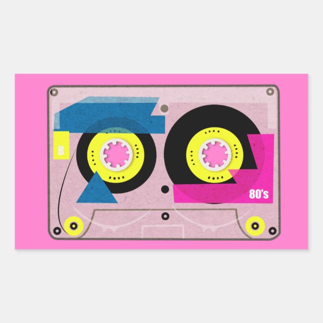 Sticker Rectangulaire Bande Mix des années 80 (Devant)