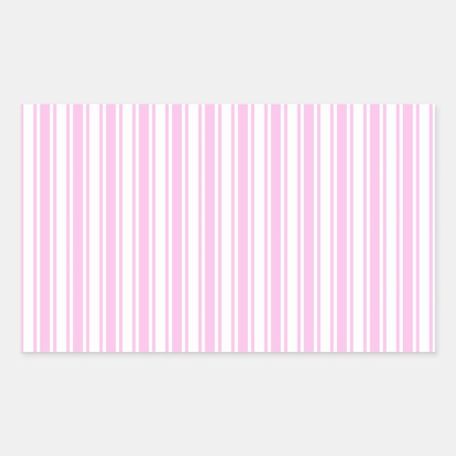 Sticker Rectangulaire Bandes de bonbons rose clair et blanc (Devant)