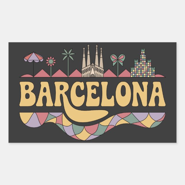 Sticker Rectangulaire Barcelona Spain Europe (Devant)