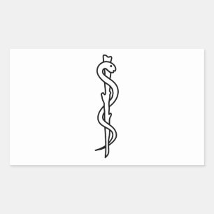 Sticker Rectangulaire Barre d'Asclepius [symbole médical]