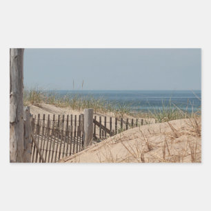 Sticker Rectangulaire barrière de plage patinée dans les dunes