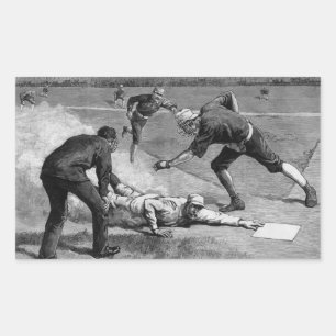 Sticker Rectangulaire Base-ball vintage par Thure De Thulstrup, 1885