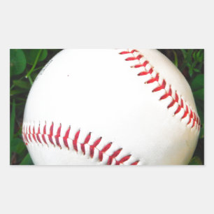 Sticker Rectangulaire Baseball blanc avec points rouges