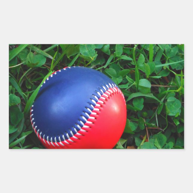 Sticker Rectangulaire Baseball Rouge et Bleu avec Stitch Blanc (Devant)