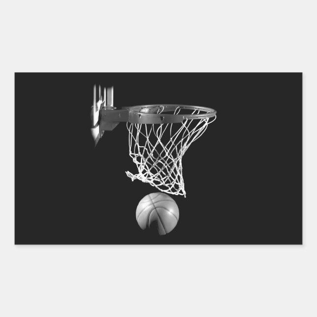 Sticker Rectangulaire Basket-ball noir et blanc (Devant)