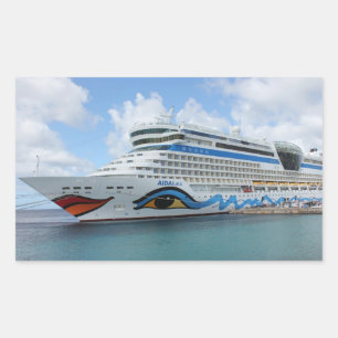 Sticker Rectangulaire Bateau de croisière AIDAluna amarré au large de l'