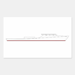 Sticker Rectangulaire Bateau de deadrise de baie de chesapeake (plein