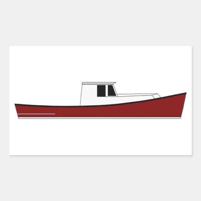 Sticker Rectangulaire Bateau de homard du Maine (Devant)