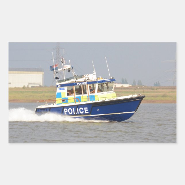 Sticker Rectangulaire Bateau de police à grande vitesse (Devant)