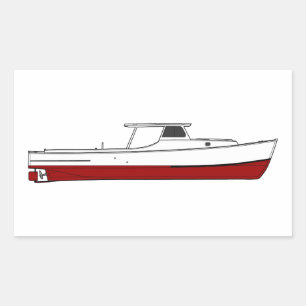 Sticker Rectangulaire Bateau Deadrise de la baie Chesapeake en bois vint