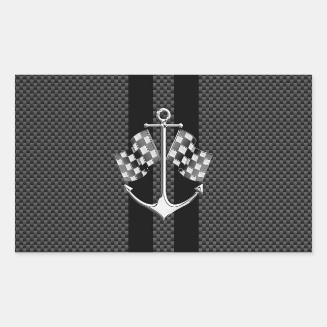 Sticker Rectangulaire Bateau nautique en fibre de carbone (Devant)