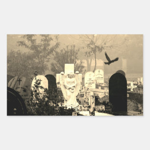 STICKER RECTANGULAIRE BÂTIMENTS DE RECTANGLE DE GRAVIER HAUNÉS