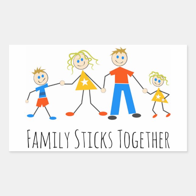 Sticker Rectangulaire Bâtons famille ensemble (Devant)