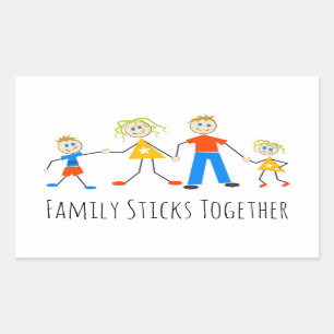 Sticker Rectangulaire Bâtons famille ensemble