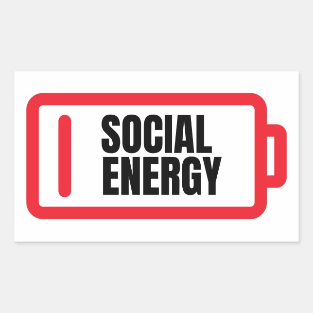 Sticker Rectangulaire Batterie sociale Énergie sociale Introvertir (Devant)