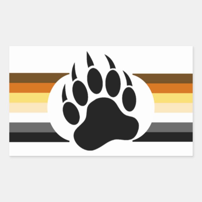 Sticker Rectangulaire Bear Pride couleurs rayures et Bear Paw (Devant)