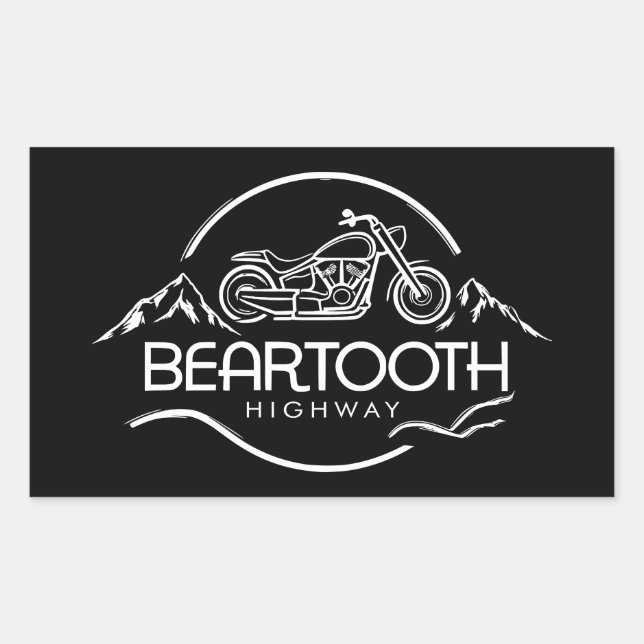 Sticker Rectangulaire Beartooth Highway Montana Wyoming Motorcycle (Devant)