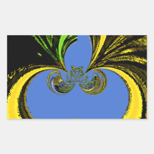 Sticker Rectangulaire Beau Beau Art Sud-Africain Jaune et Bleu