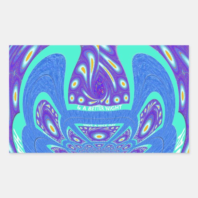 Sticker Rectangulaire Beau cyan bleu kaléidoscope vectoriel design (Devant)