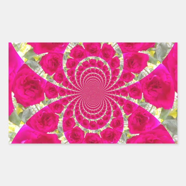 Sticker Rectangulaire Beau Extraordinaire Roses rouges Motif Kaleidoscop (Devant)