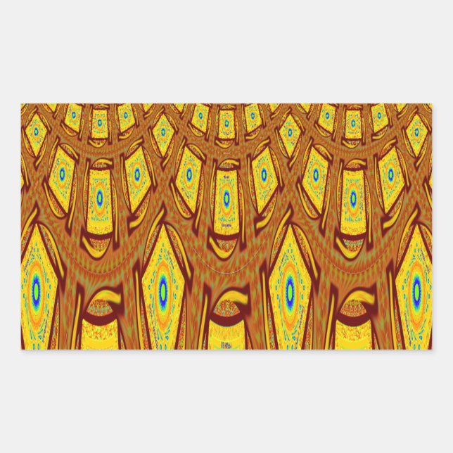 Sticker Rectangulaire Beau Golden Brown Africain Tribal Imprimé vecteur (Devant)