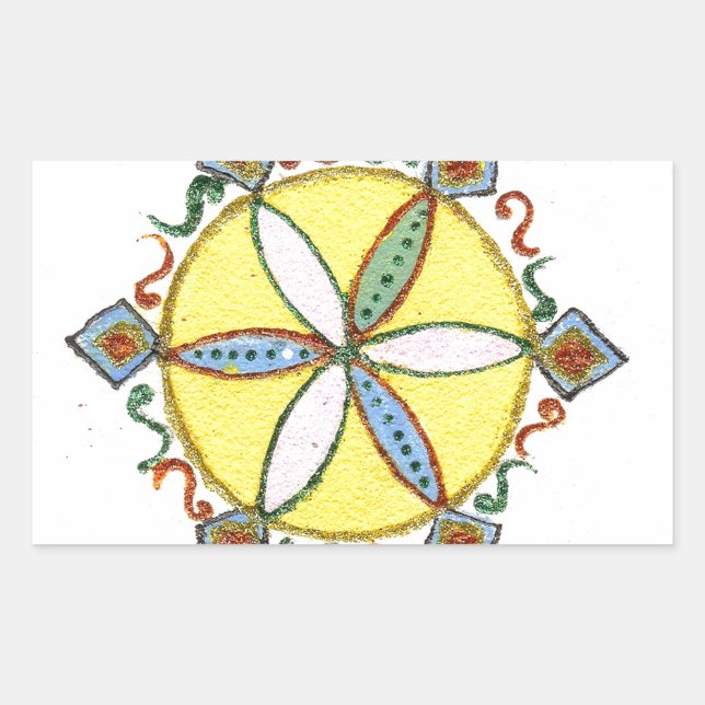 Sticker Rectangulaire Beau Inspirationnel Star Floral Vector Motif (Devant)