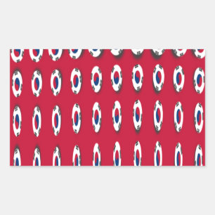 Sticker Rectangulaire Beau Minuscule Drapeau Coréen Design Une Base Roug