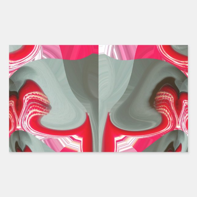 Sticker Rectangulaire beau motif géométrique gris cendré rouge design AR (Devant)