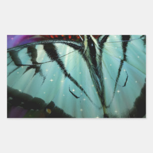 Sticker Rectangulaire Beau papillon Turquoise Swallowtail