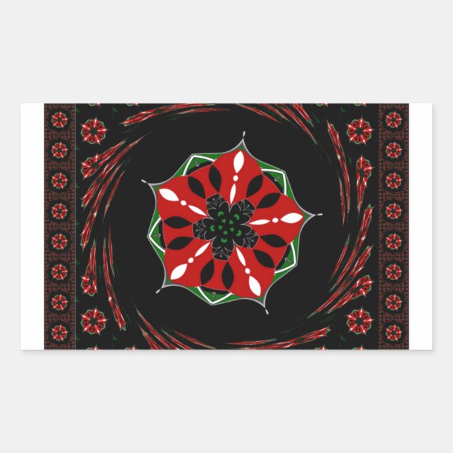 Sticker Rectangulaire Beau rose Bleu Blanc Coeurs d'amour Design (Devant)