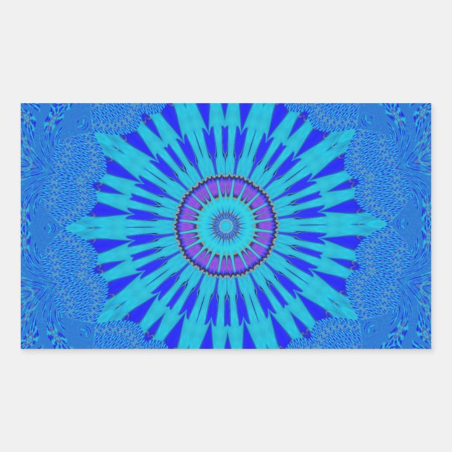 Sticker Rectangulaire Beau Royal Blue Mandala Art Imprimer (Devant)