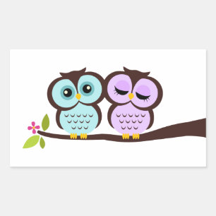 Sticker Rectangulaire Beaux hiboux