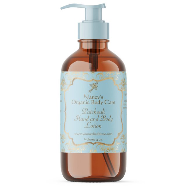 Sticker Rectangulaire Bébé Bleu feuille or damask cosmétique bouteille é (Créateur téléchargé)
