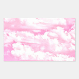 Sticker Rectangulaire Bébé Rose Joyeux Nuages Décor
