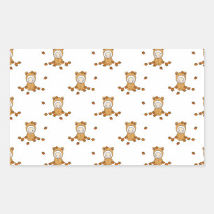 Sticker Rectangulaire Bébés d'automne mignons en chute Motif Feuille