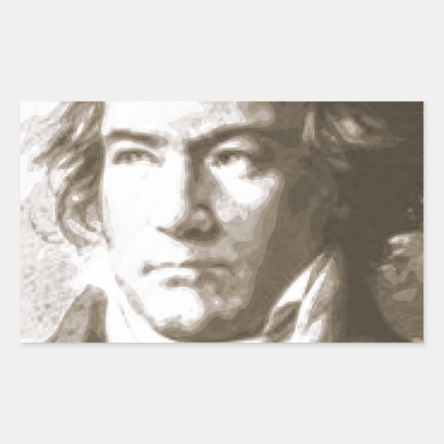 Sticker Rectangulaire Beethoven À Sepia (Devant)